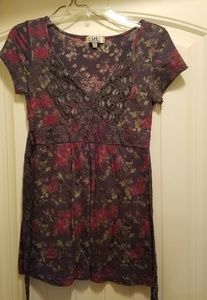 Cap sleeve floral print top
